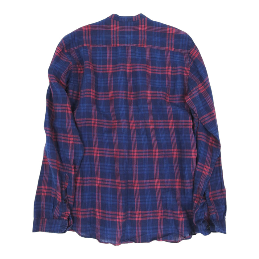 Oliver Spencer Linen Collarless Shirt Size 16