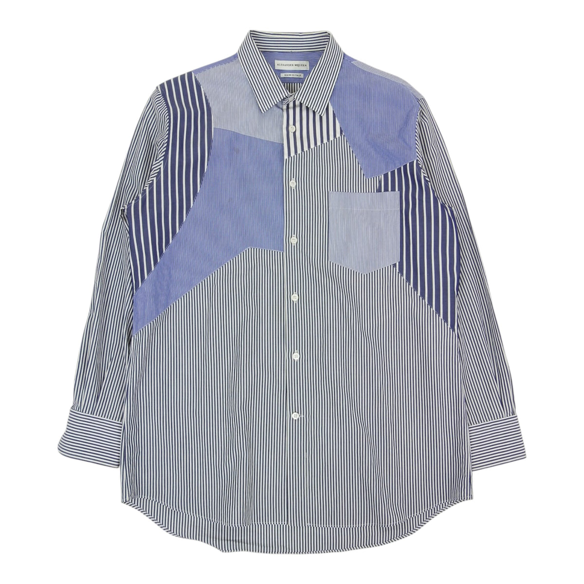Alexander McQueen Patchwork Multi-Stripe Dress Shirt size 17