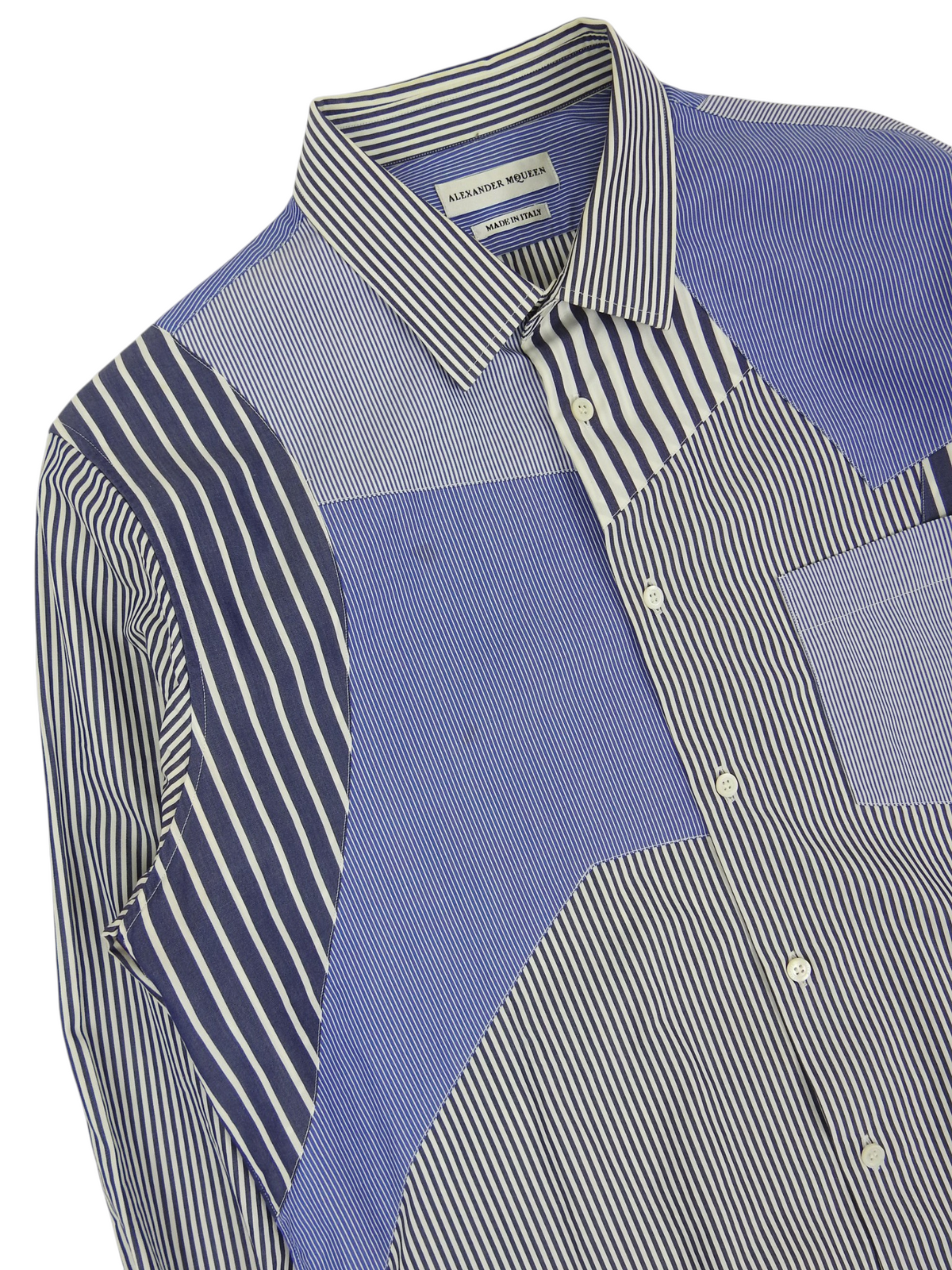 Alexander McQueen Patchwork Multi-Stripe Dress Shirt size 17