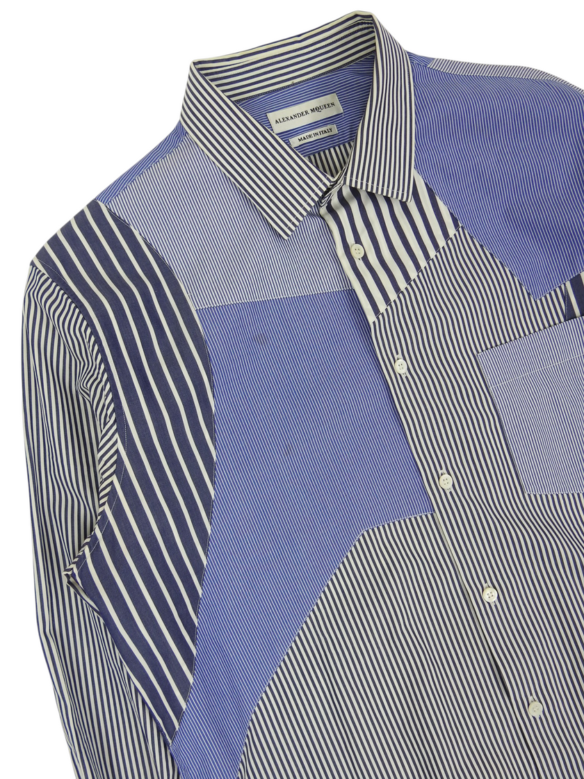 Alexander McQueen Patchwork Multi-Stripe Dress Shirt size 17