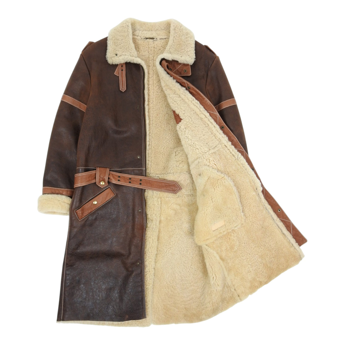 Roberto Cavalli Brown Shearling Leather Coat