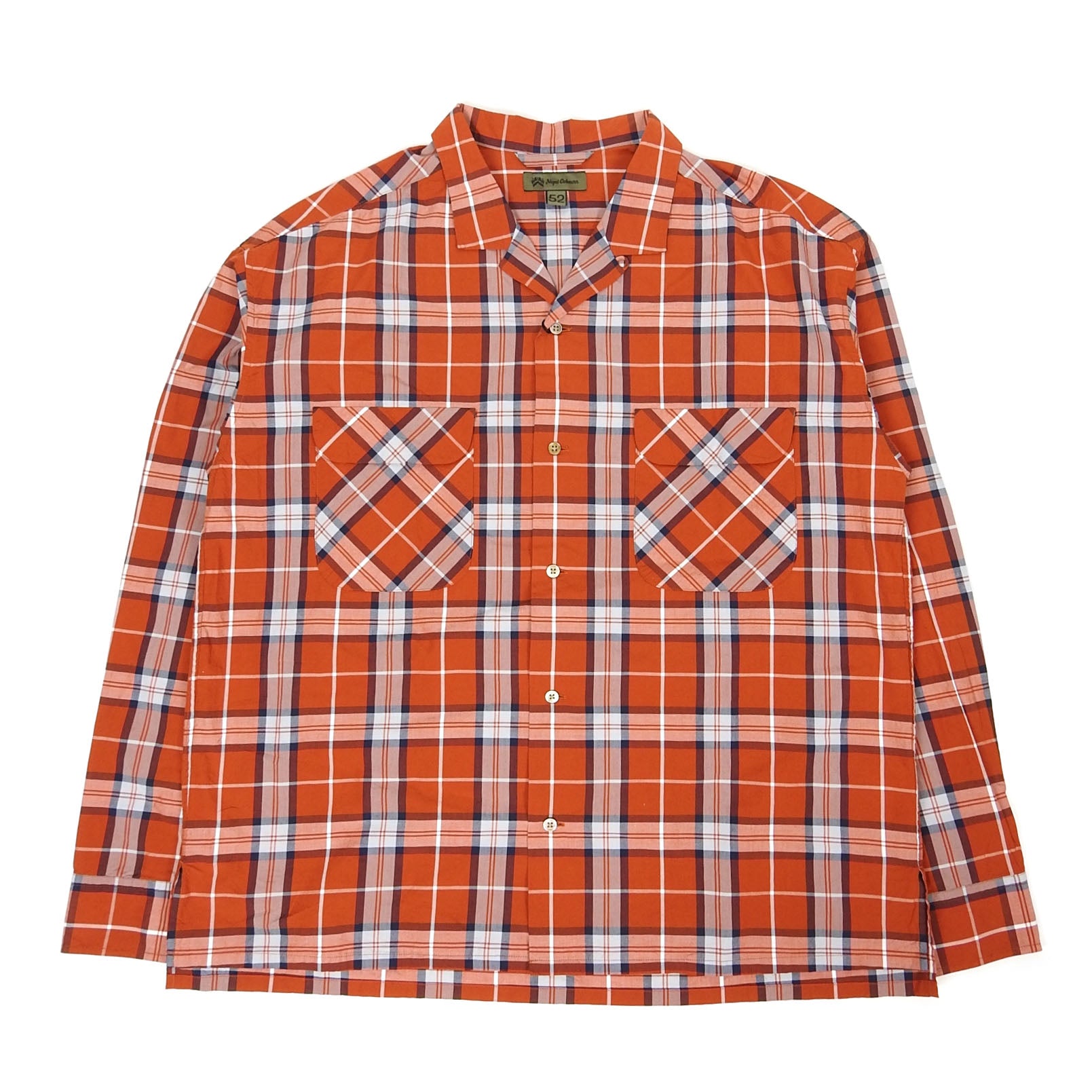 Nigel Cabourn Plaid Camp Collar Shirt Size 46
