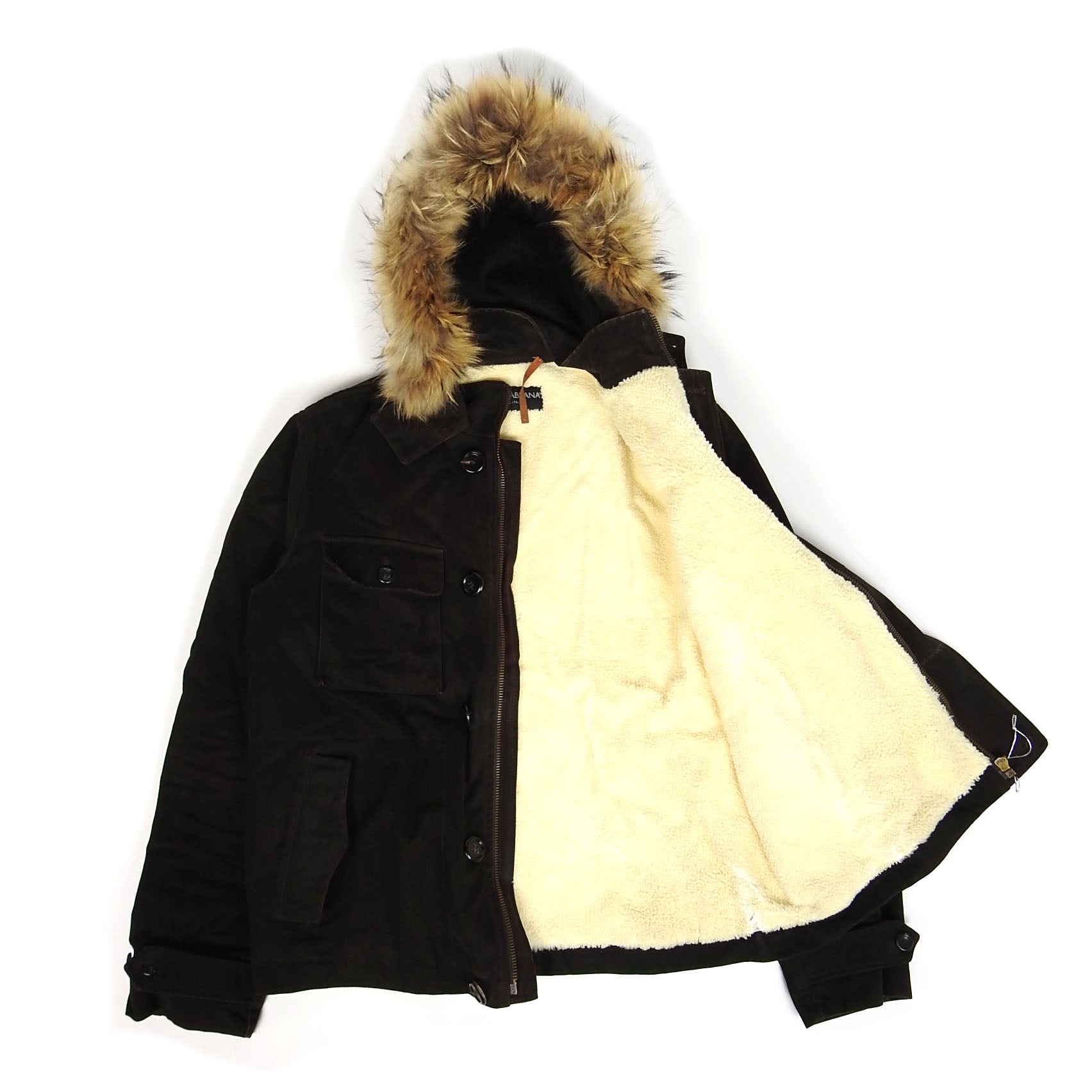 Dolce & Gabbana Fur Hooded Jacket Size Medium