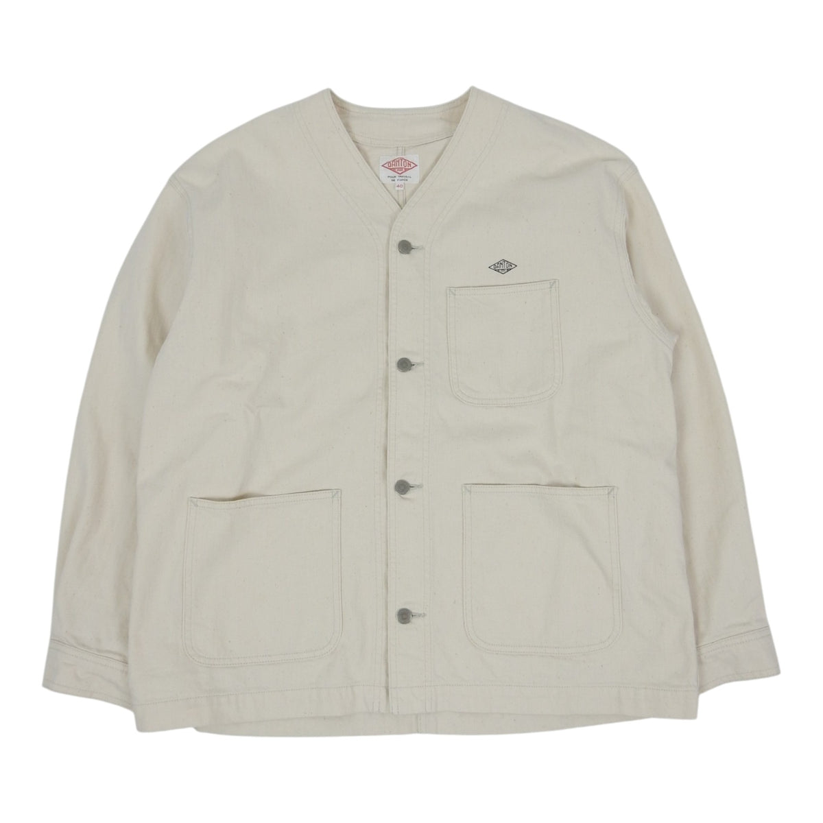 Danton ecru Katsuragi Collarless Jacket Size 40