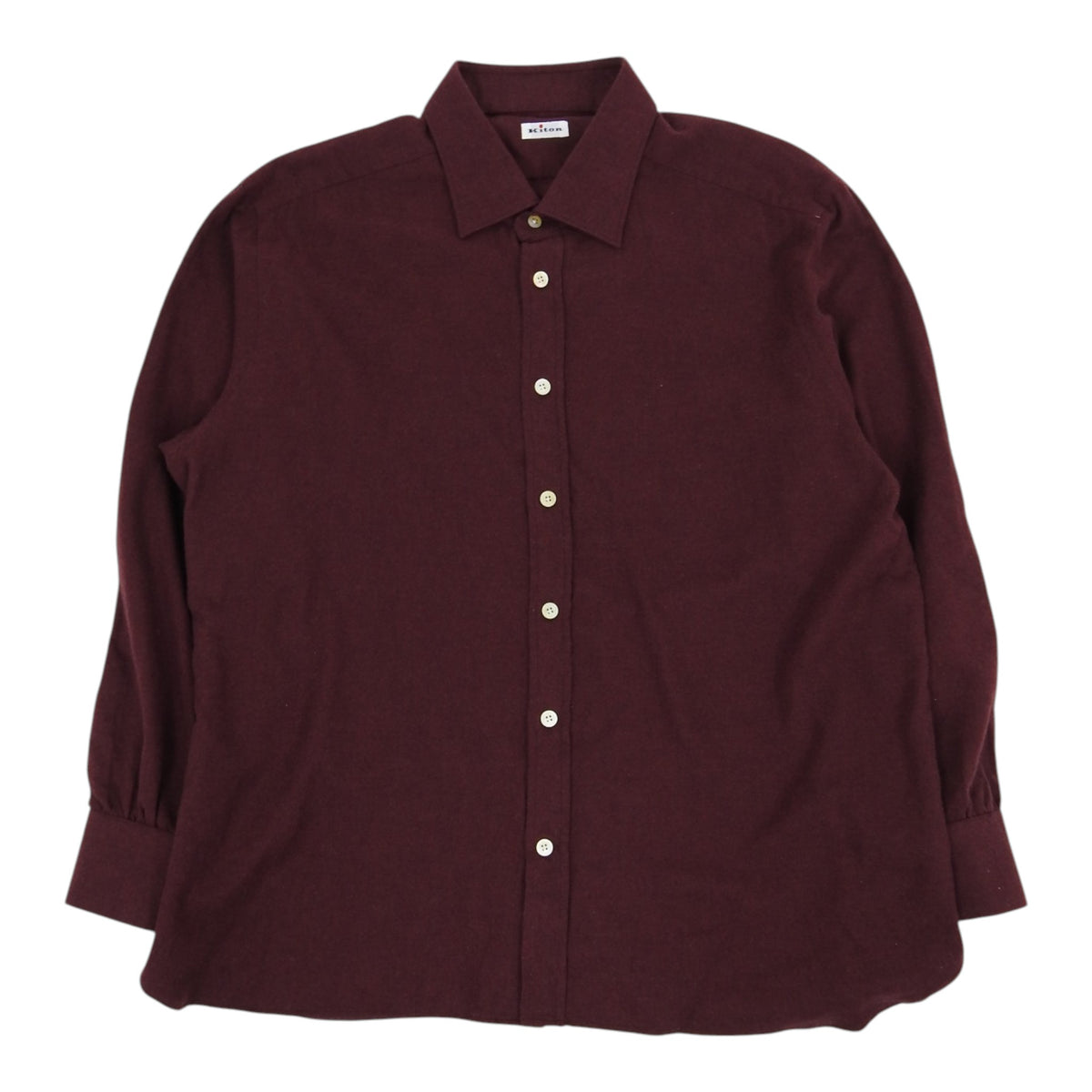Kiton Wine Brushed Cotton Shirt Size XXL