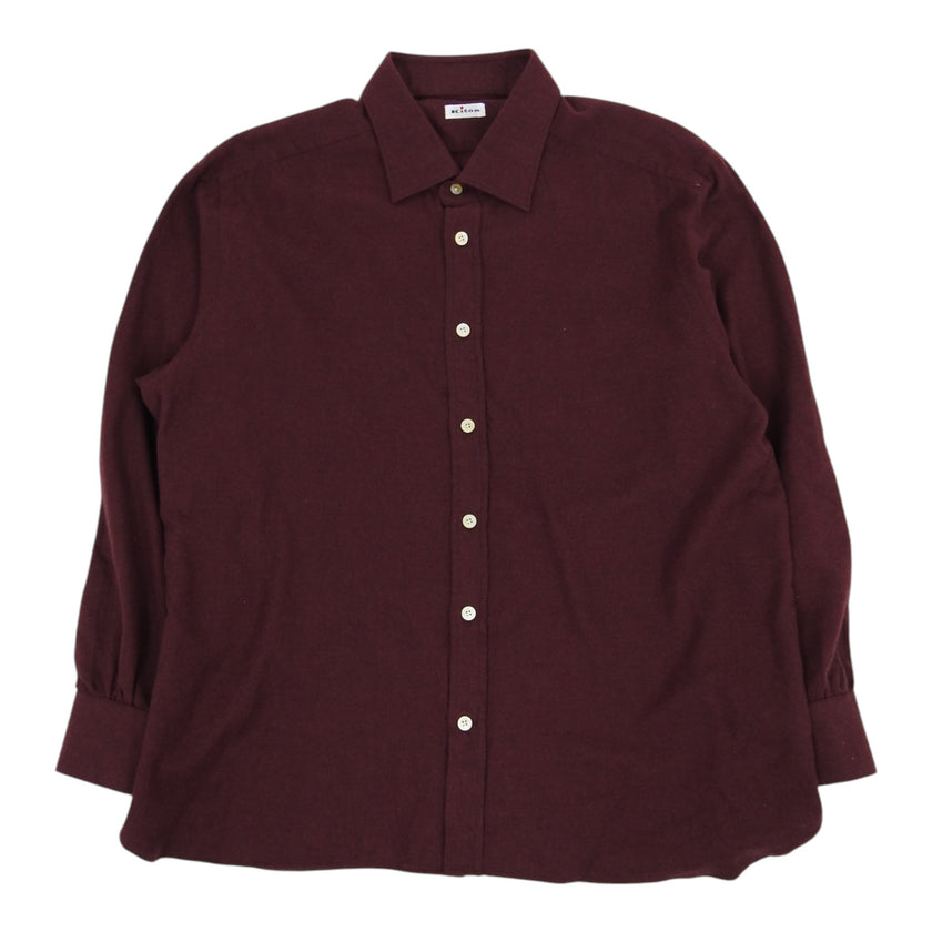 Kiton Wine Brushed Cotton Shirt Size XXL