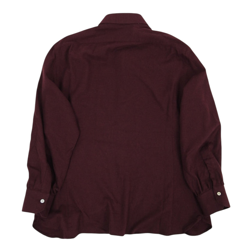 Kiton Wine Brushed Cotton Shirt Size XXL