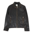 Sandro Brown Distressed Leather Zip Jacket Size Small