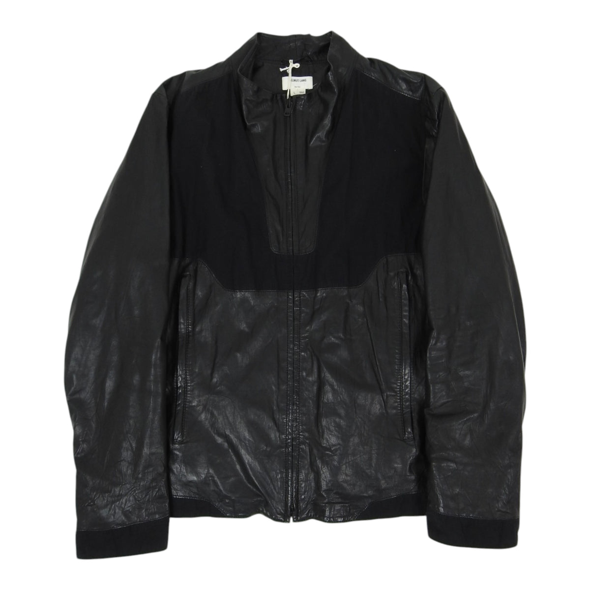 Helmut Lang black waxed leather jacket size Large
