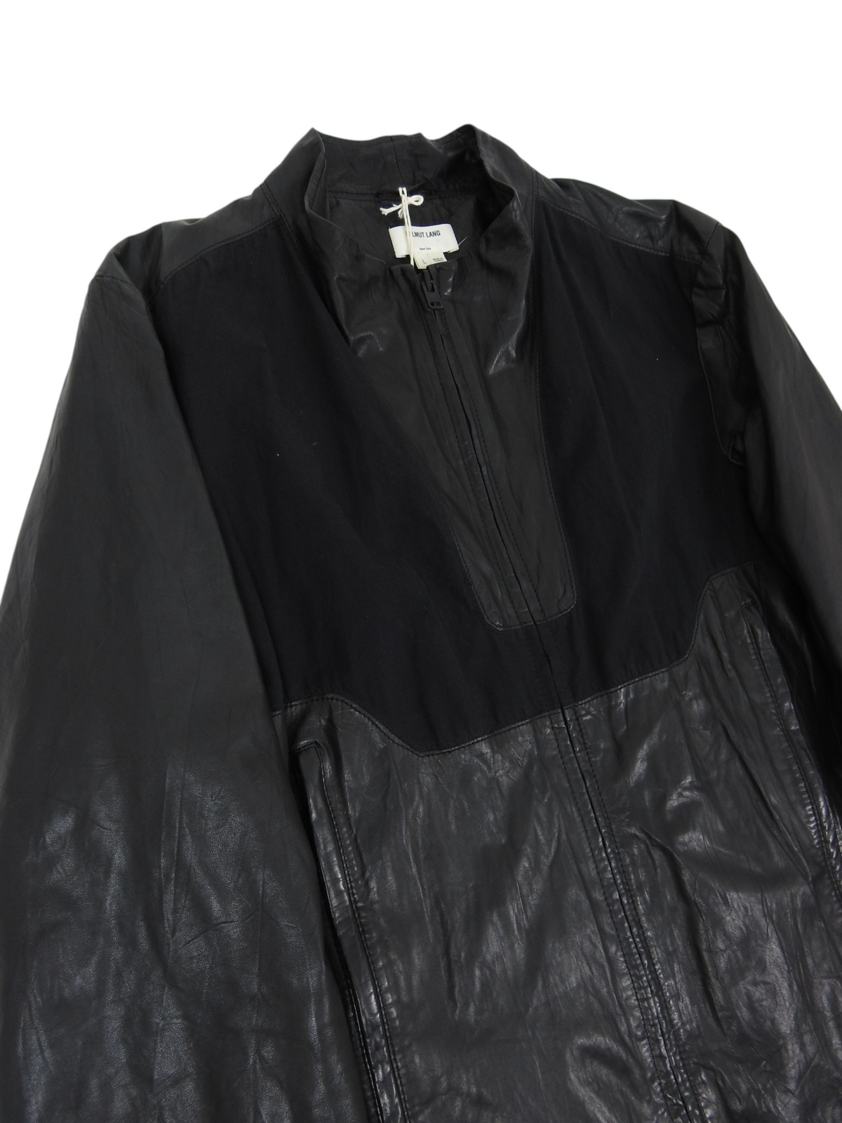 Helmut Lang black waxed leather jacket size Large
