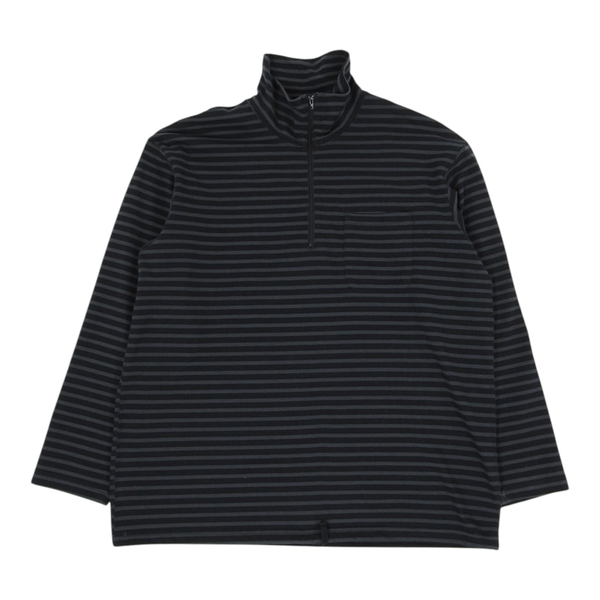 Engineered Garments black/grey Striped Mockneck Long Sleeve Size Medium