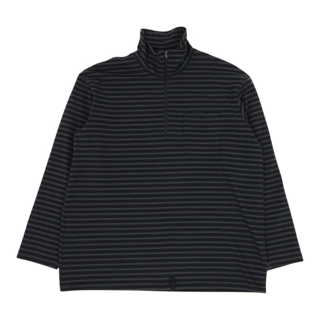 Engineered Garments black/grey Striped Mockneck Long Sleeve Size Medium
