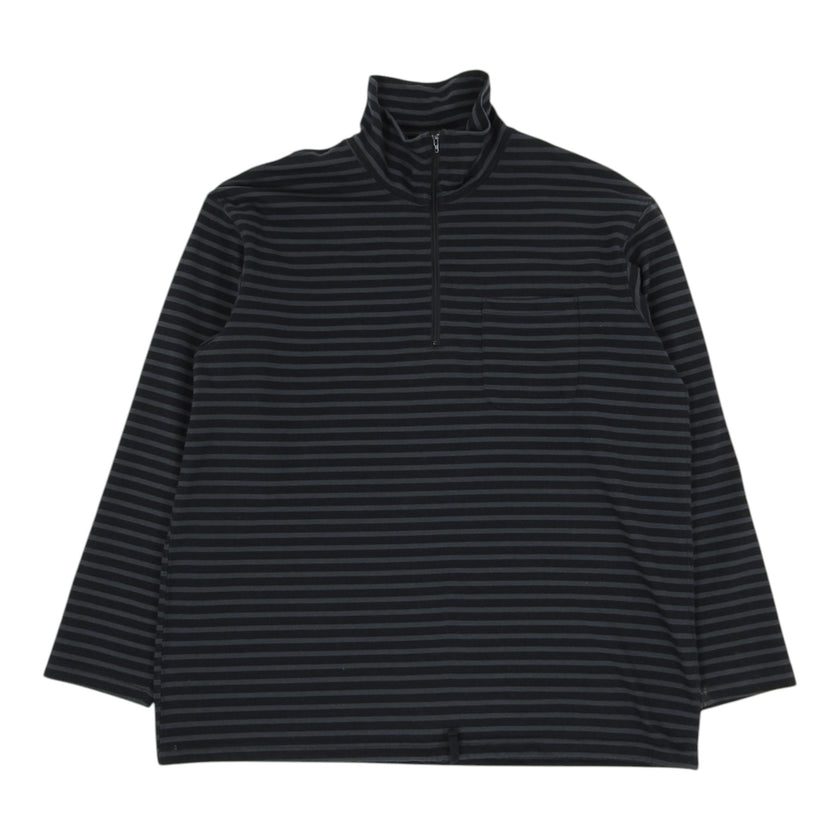 Engineered Garments black/grey Striped Mockneck Long Sleeve Size Medium