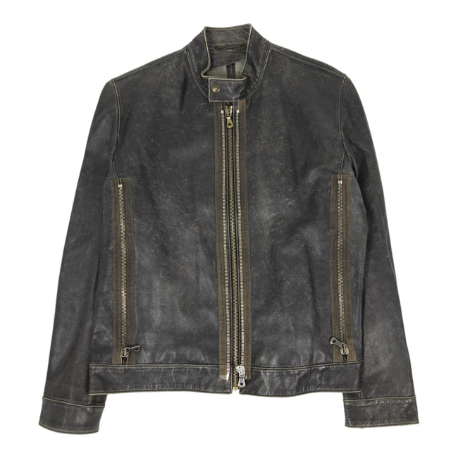 Dolce & Gabbana Multi Zip Leather Jacket Size 56