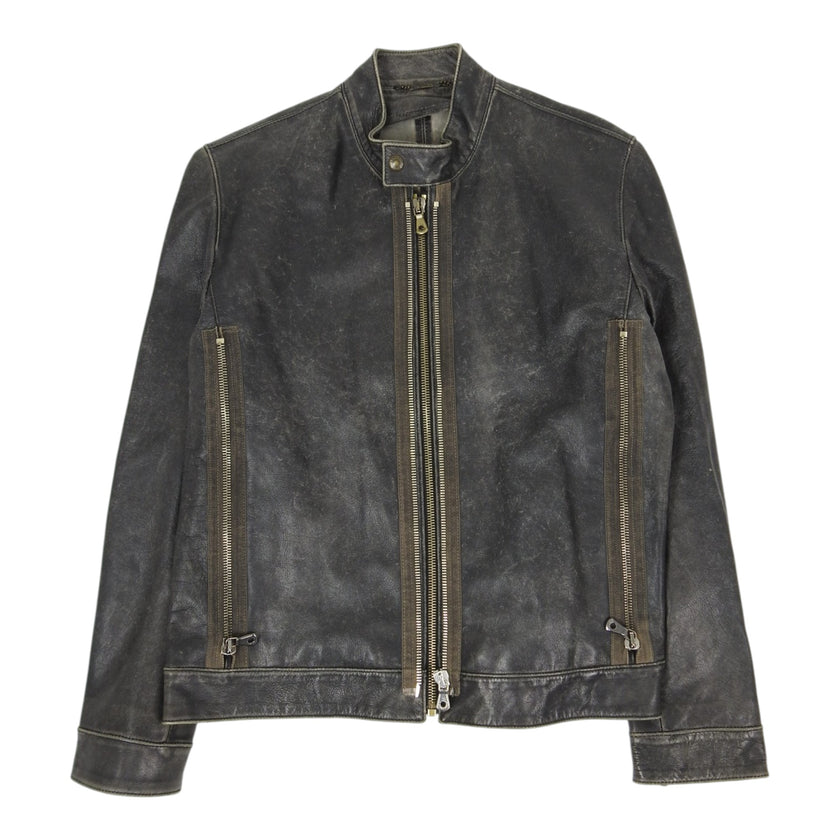 Dolce & Gabbana Multi Zip Leather Jacket Size 56