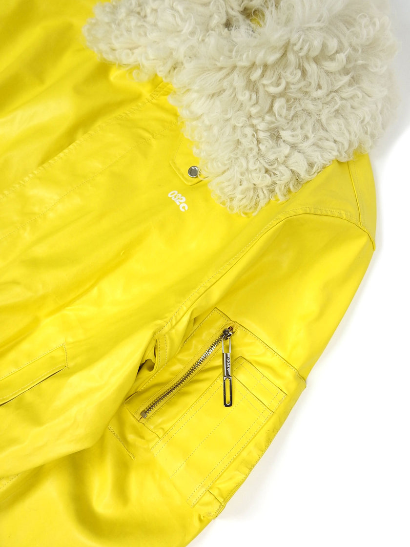 032C Shearling Collar Rain Coat Size 2XL