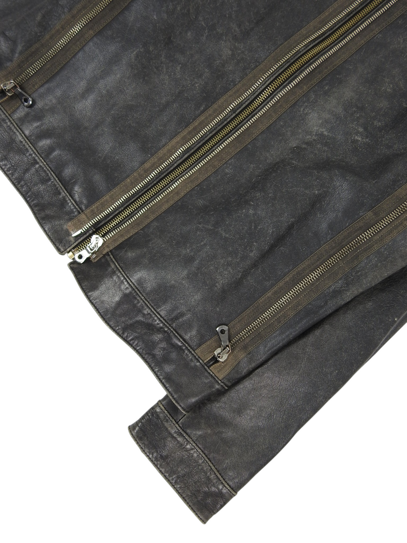 Dolce & Gabbana Multi Zip Leather Jacket Size 56