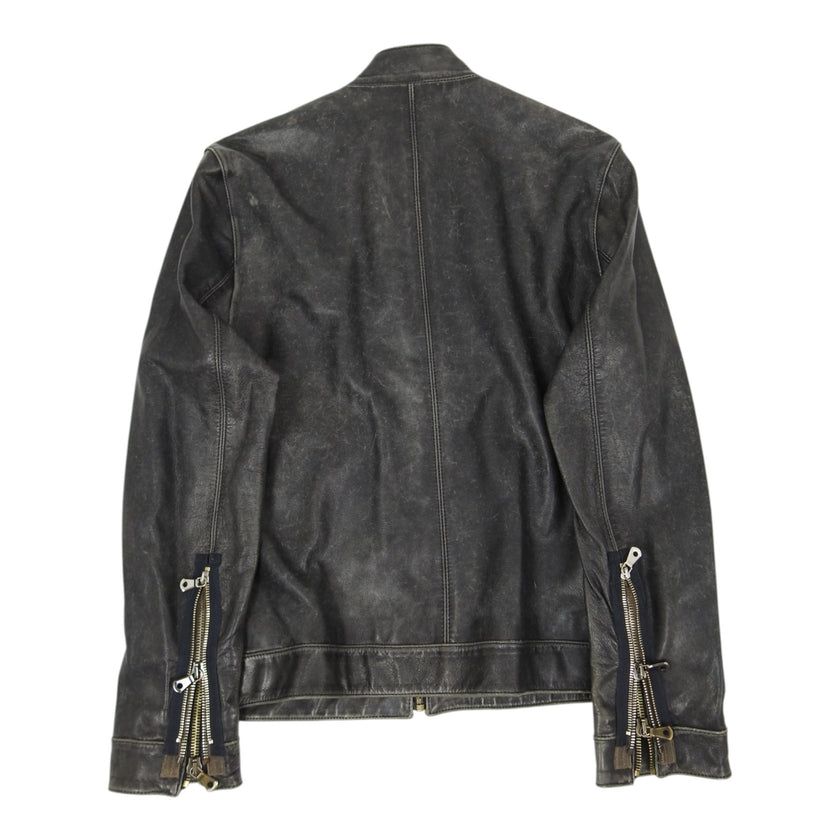 Dolce & Gabbana Multi Zip Leather Jacket Size 56