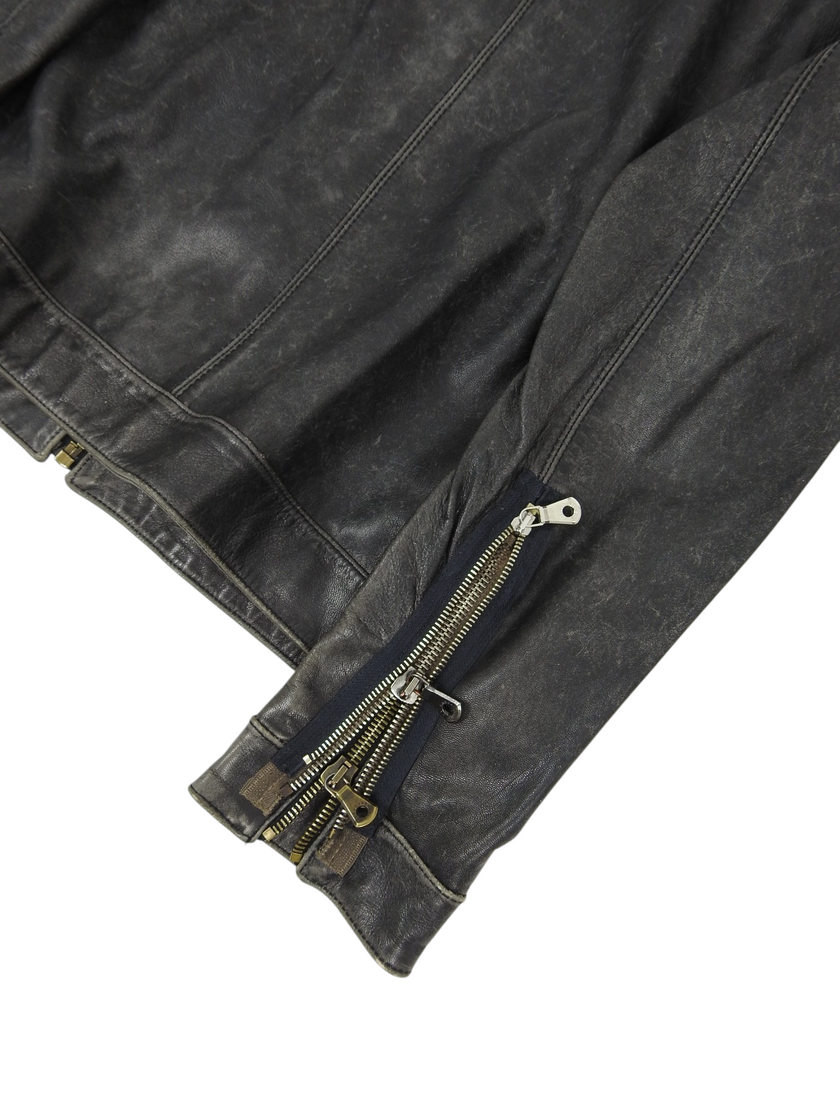Dolce & Gabbana Multi Zip Leather Jacket Size 56
