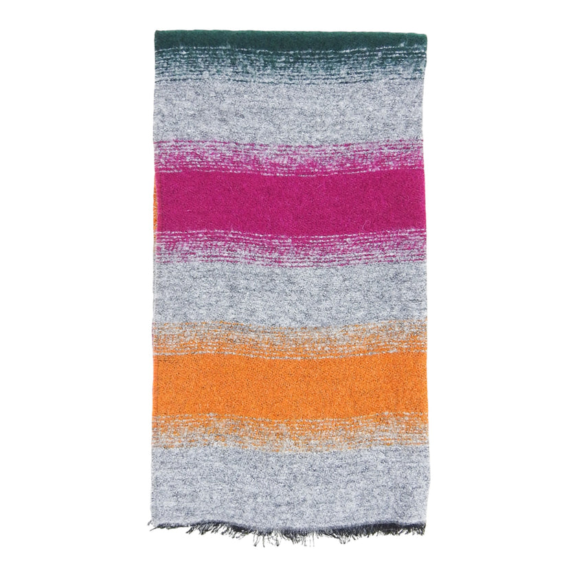 Fiorio Grey Multicoloured Striped Scarf