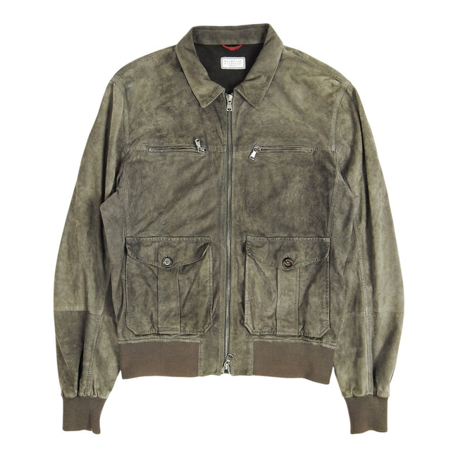 Brunello Cucinelli Suede Bomber Jacket Size Small