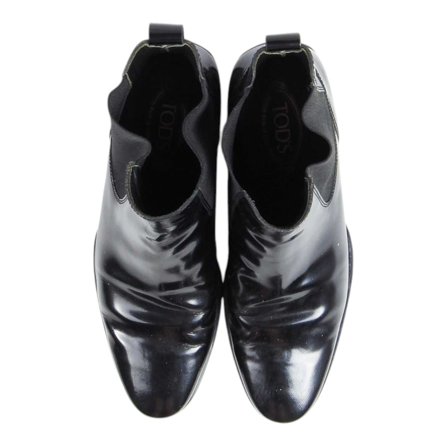 Tod's Patent Leather Chealea Boots Size 9.5