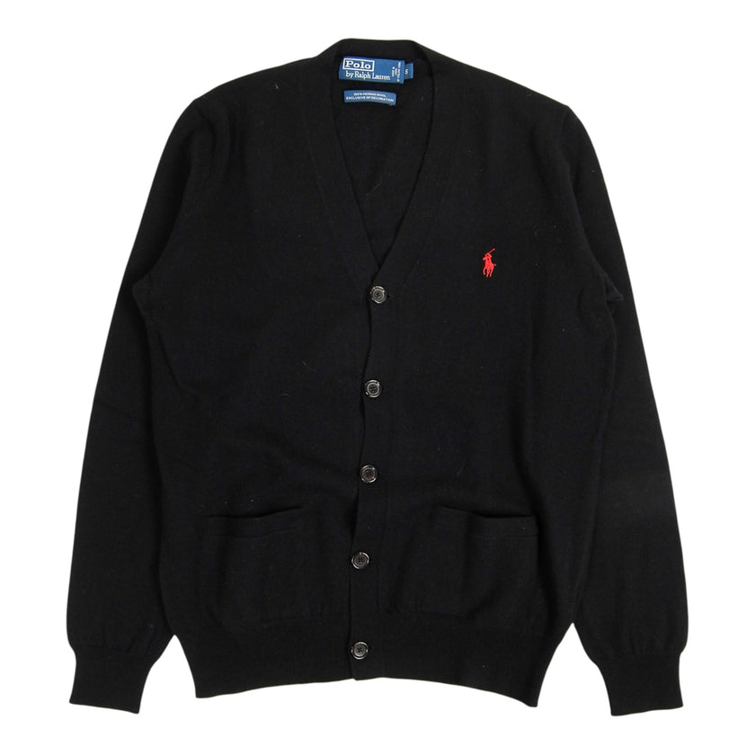 Polo Ralph Lauren Black Elbow Patch Cardigan Size Small