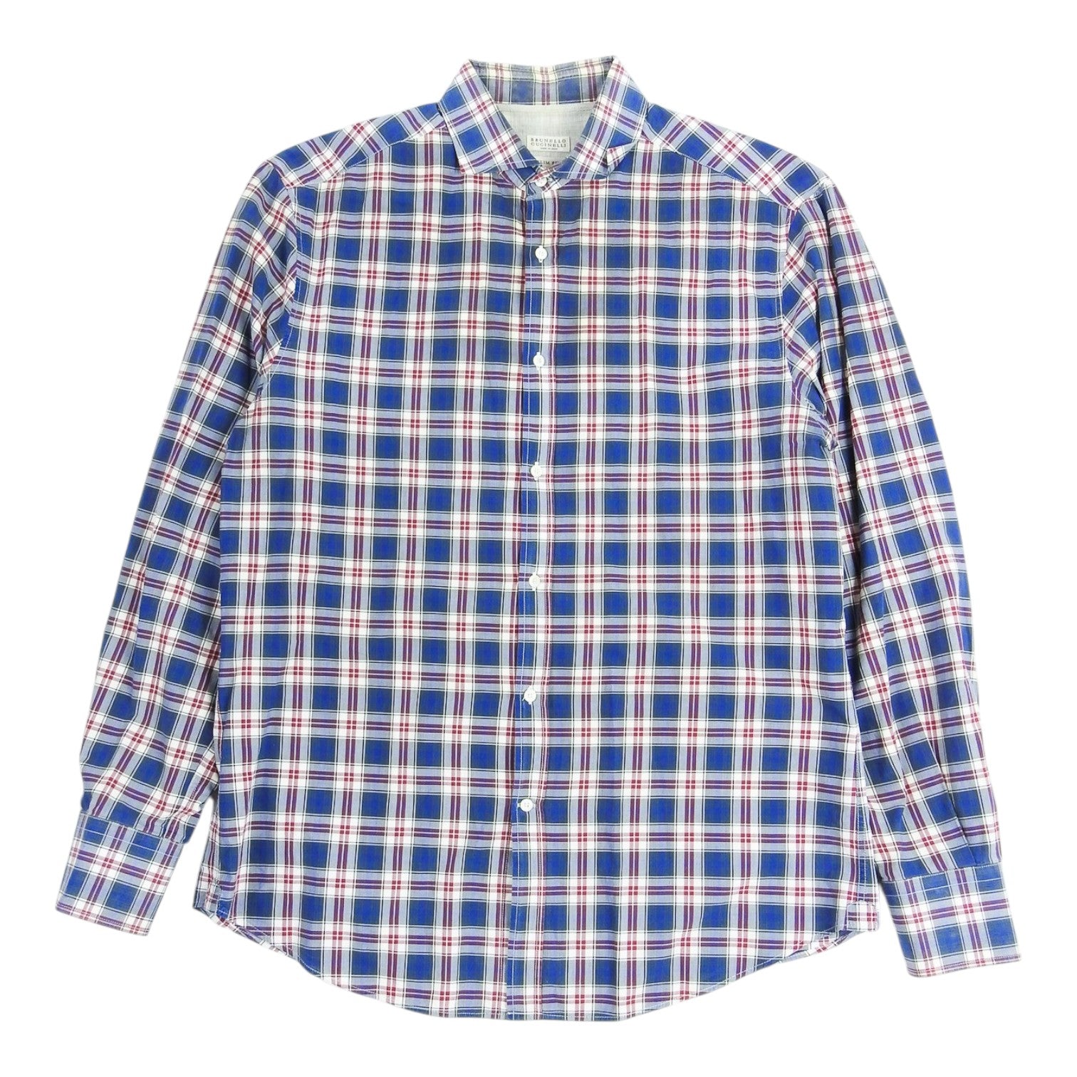 Brunello Cucinelli Blue/Red Plaid Shirt Size 2XL
