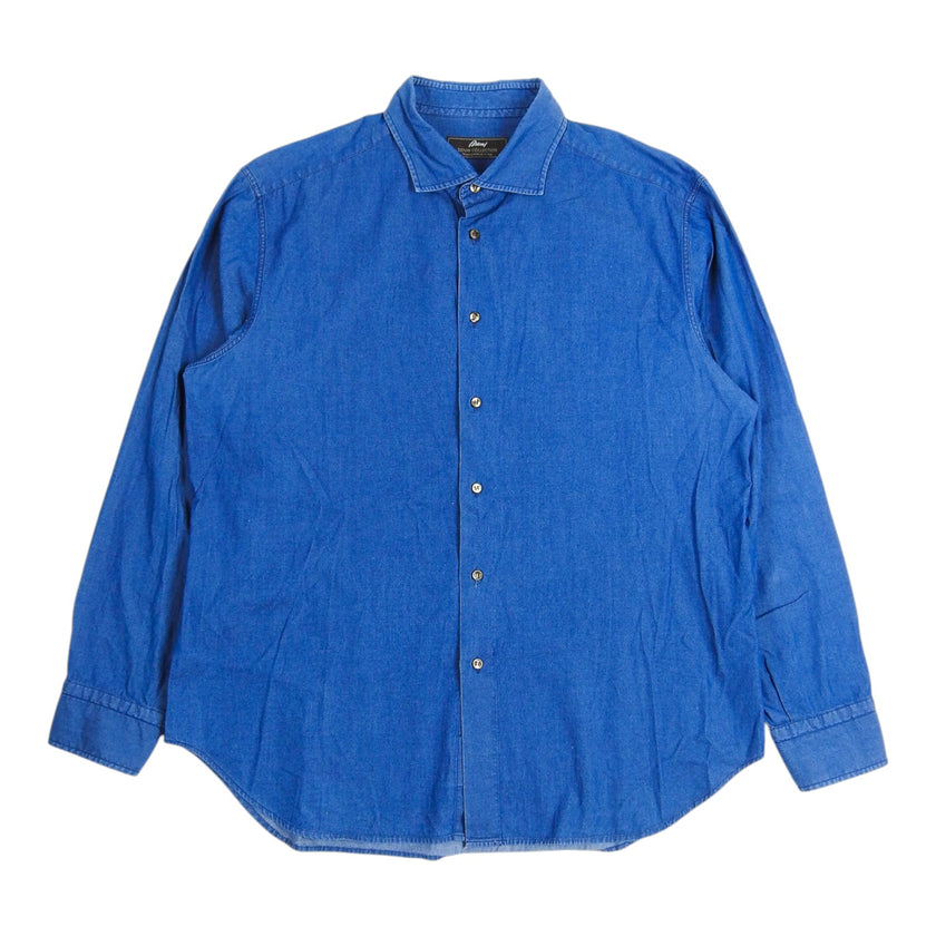 Brioni Dark Wash Chambray Shirt Size 2XL
