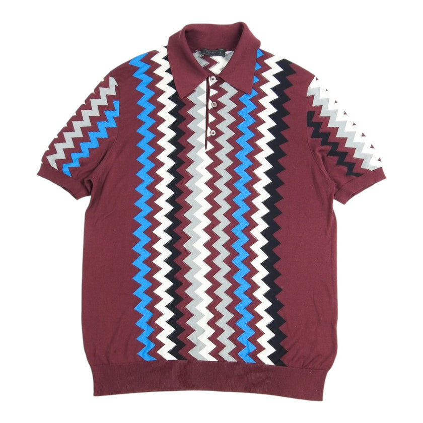 Prada Chevron Silk SS Polo Shirt Size 52