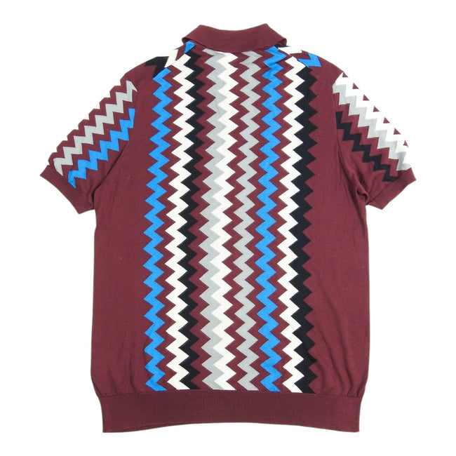 Prada Chevron Silk SS Polo Shirt Size 52