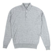 John Smedley Light Grey LS Knit Polo Shirt Size Medium