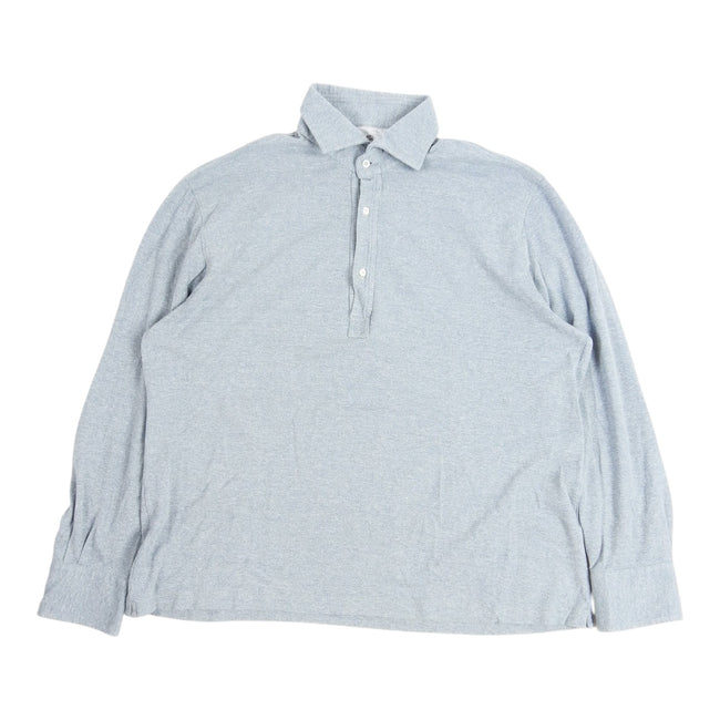 Brunello Cucinelli Light Grey LS Polo Shirt Size 54