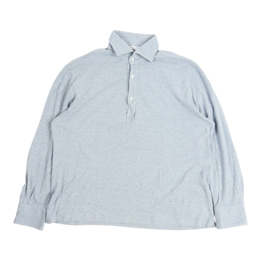 Brunello Cucinelli Light Grey LS Polo Shirt Size 54