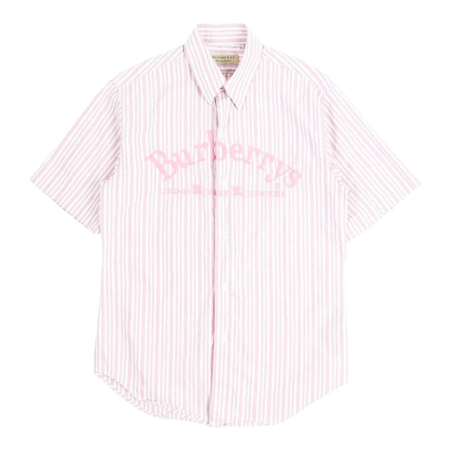 Burberry Pink Striped Embroidered SS Shirt Size XS