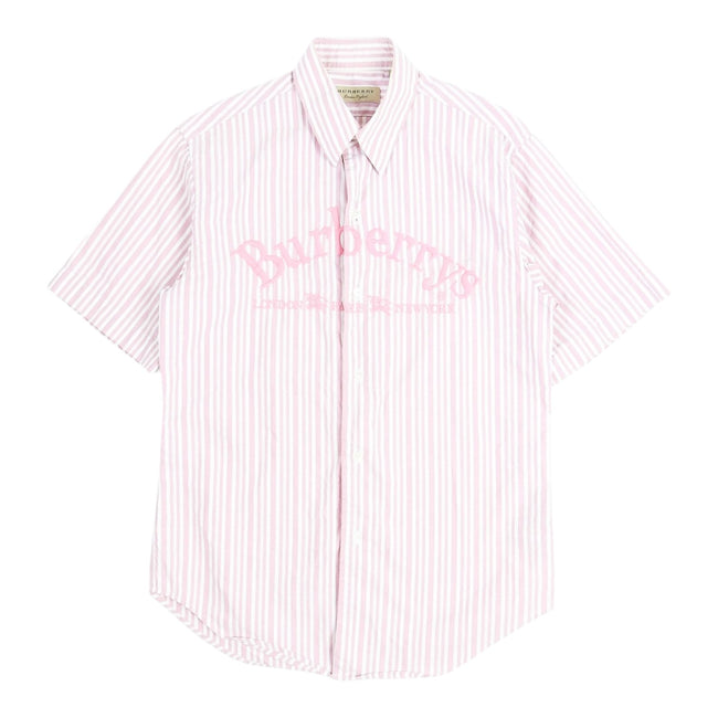 Burberry Pink Striped Embroidered SS Shirt Size XS