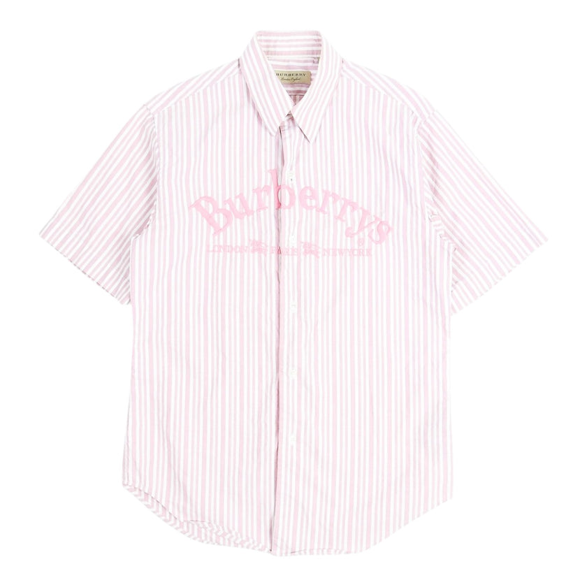 Burberry Pink Striped Embroidered SS Shirt Size XS