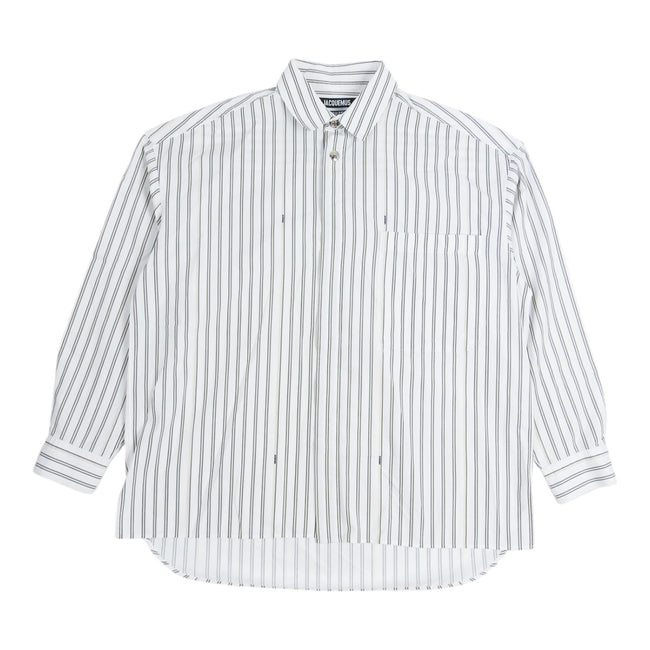 Jacquemus White Striped Snap Button Shirt Size 48