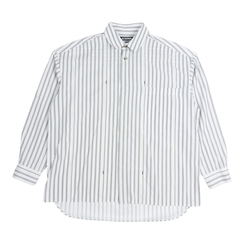 Jacquemus White Striped Snap Button Shirt Size 48