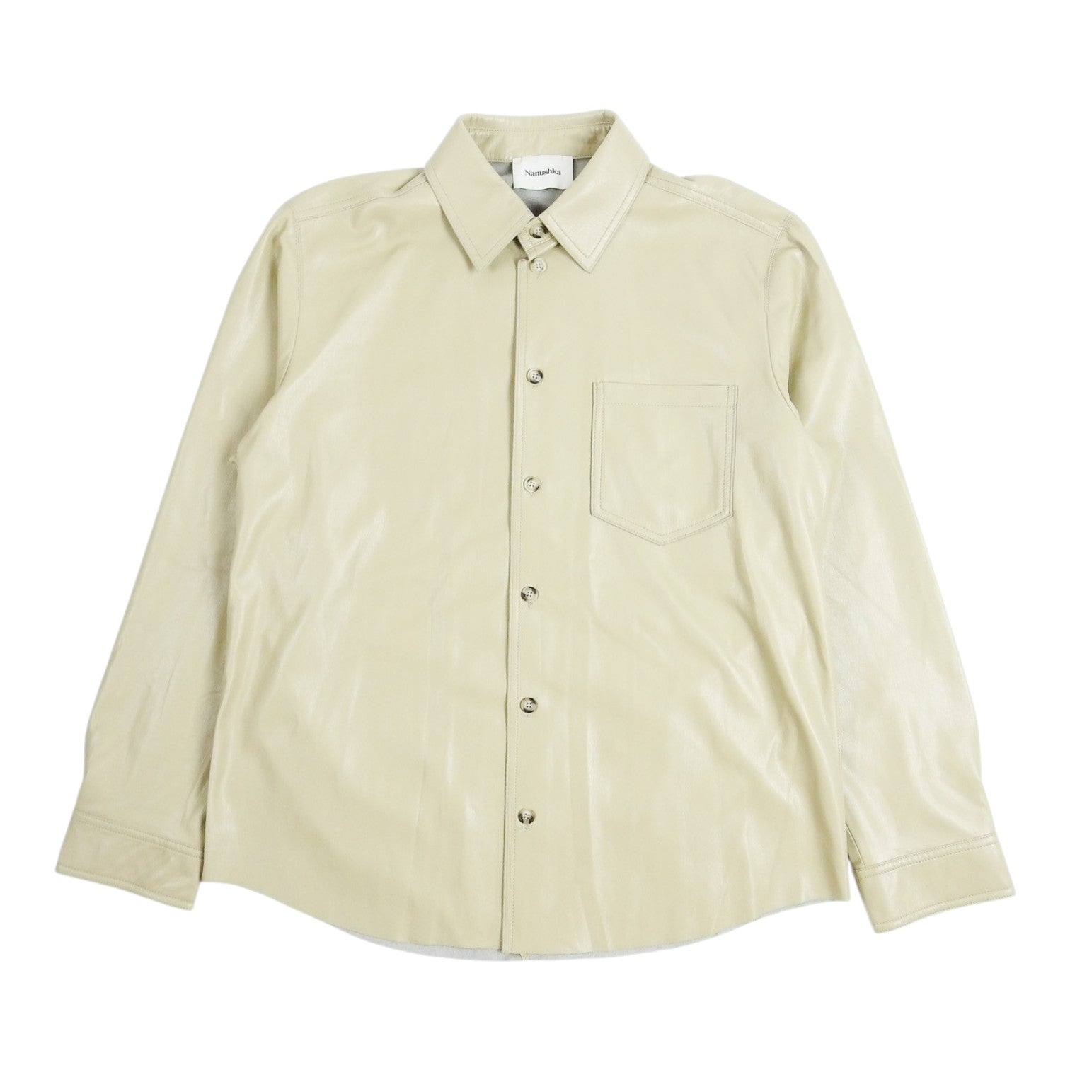 Nanushka Beige Vegan Leather Overshirt Size XL
