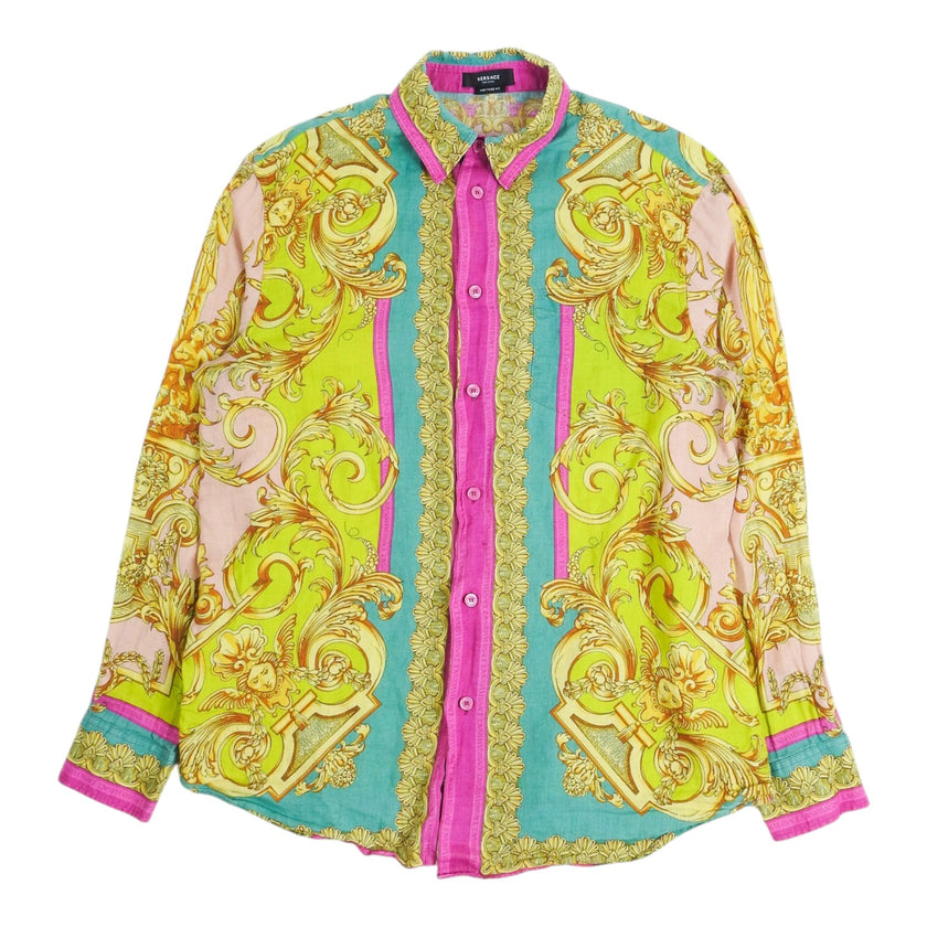 Versace Linen Heritage Fit Patterned Shirt Size Medium