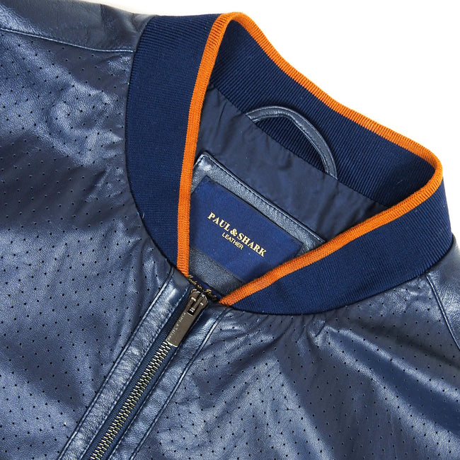 Paul & Shark Perforated Leather Bomber Size XXL