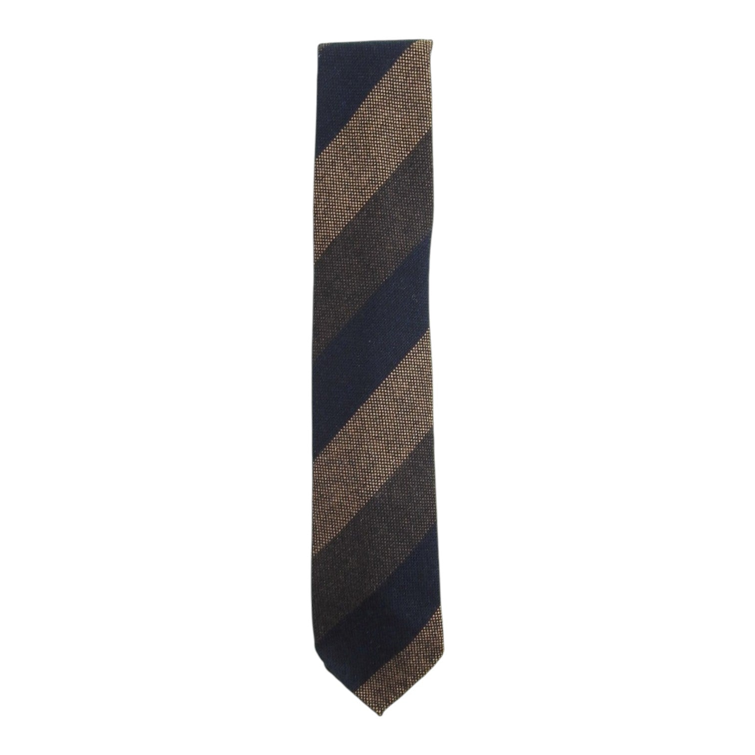 Drake's Black/Brown Wool Striped Tie
