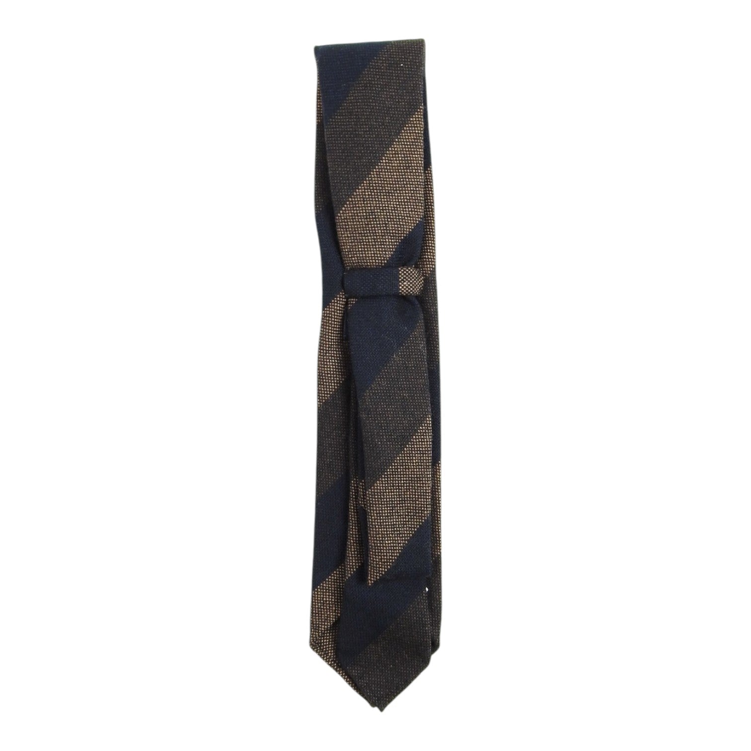 Drake's Black/Brown Wool Striped Tie