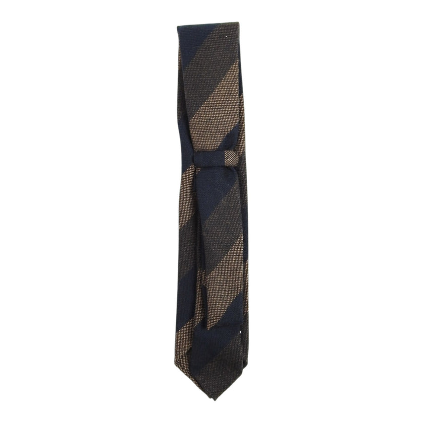 Drake's Black/Brown Wool Striped Tie