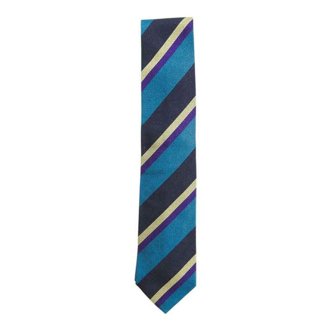 Michael J. Drake Black/Teal/Purple/Yellow Striped Tie