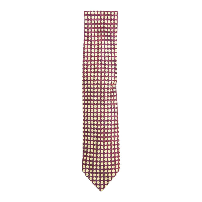 Valentino Cravatte Burgundy/Gold Circle Patterned Tie