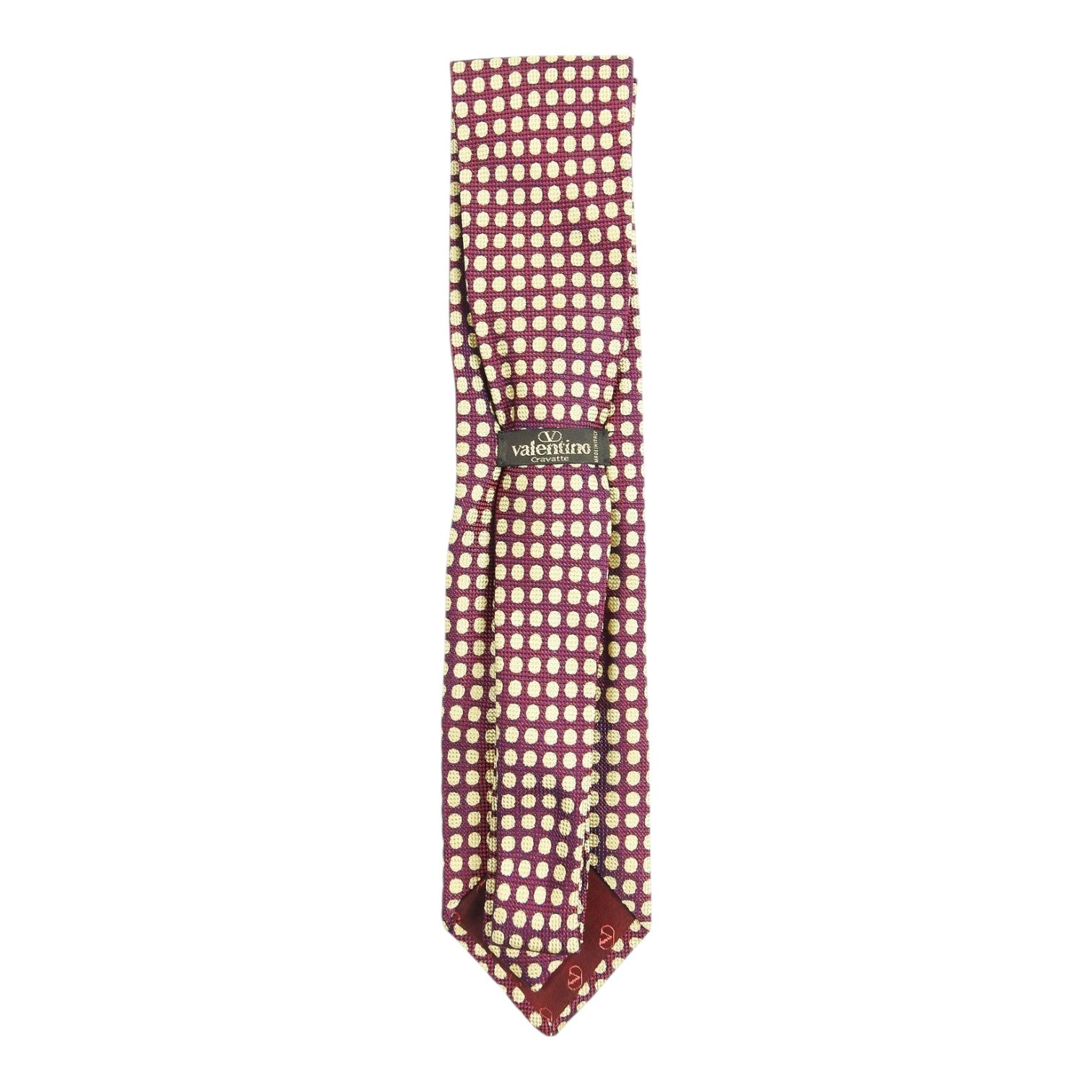 Valentino Cravatte Burgundy/Gold Circle Patterned Tie
