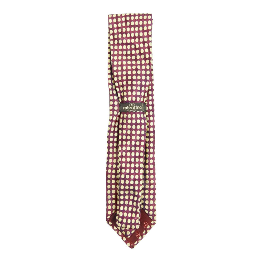 Valentino Cravatte Burgundy/Gold Circle Patterned Tie