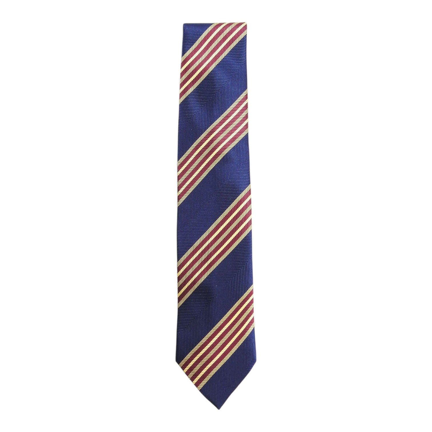 Michael J. Drake Blue/Burgundy/Gold Striped Tie
